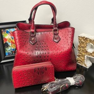 Le Miel Faux Leather Croc Alligator Purse